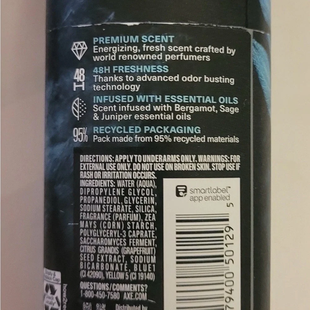 6 Axe Fine Fragrance Collection Deodorant Aqua Bergamot 2.6oz Aluminum Free